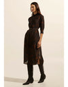Pinpoint Dress Choc Frond