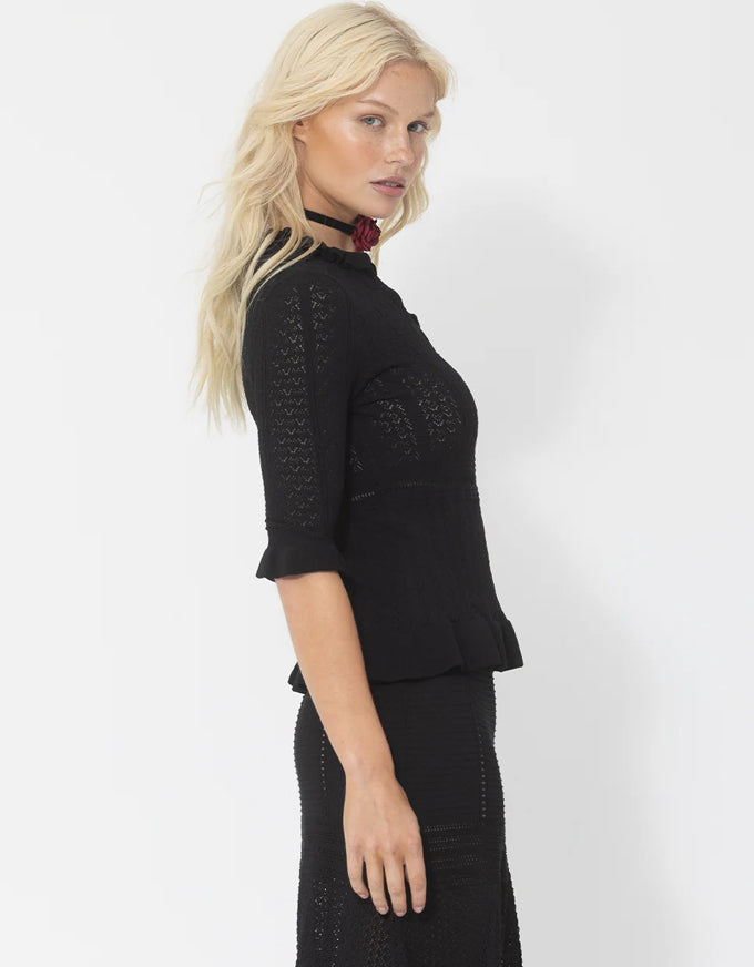 The Pointelle Knit Tee in Black, from Joey The Label.