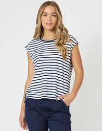 Portia Stripe T Shirt Navy/White