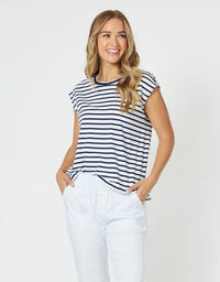 Portia Stripe T Shirt Navy/White