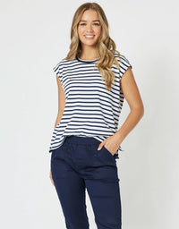 Portia Stripe T Shirt Navy/White