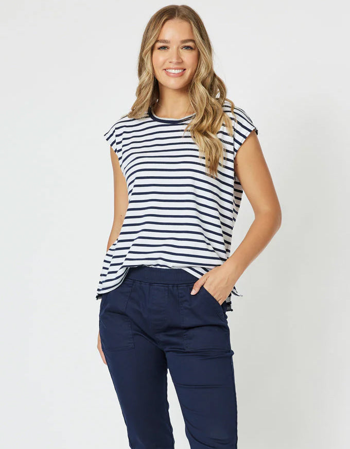 Portia Stripe T Shirt Navy/White