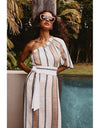 Bahia One Shoulder Dress Cayman Stripe