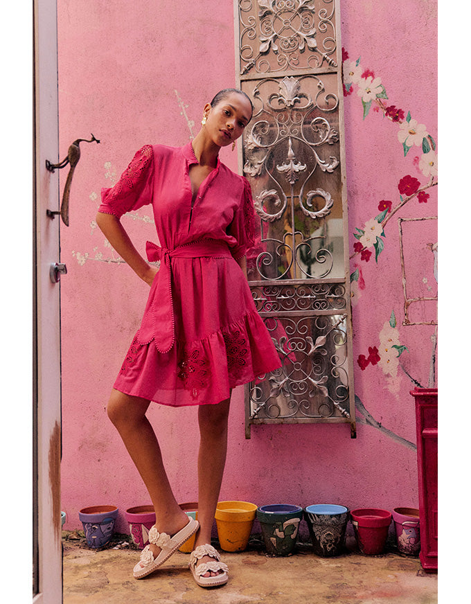 Jamila Silk Cotton Dress Ruby