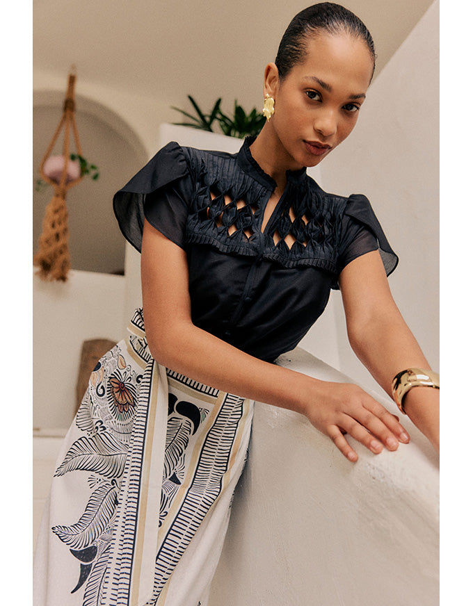 Dalia Diamond Smock Shirt Onyx