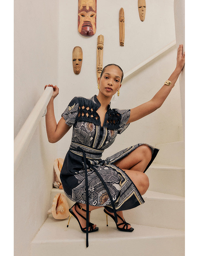 Maha Diamond Smock Dress Onyx Casablanca