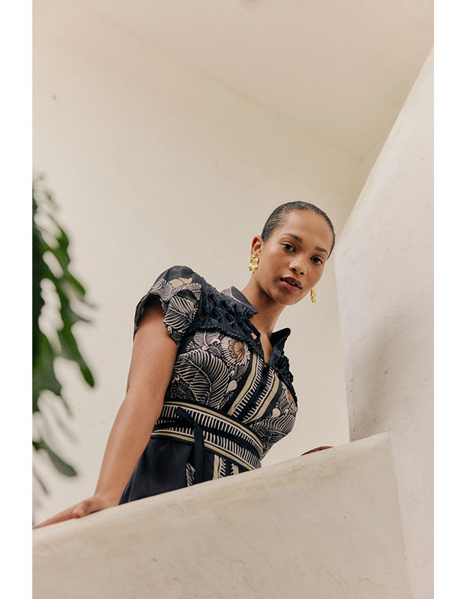 Maha Diamond Smock Dress Onyx Casablanca