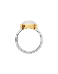 Chroma Two-Tone Button Pearl Ring