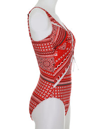 Red Bandana Print Tie One Piece