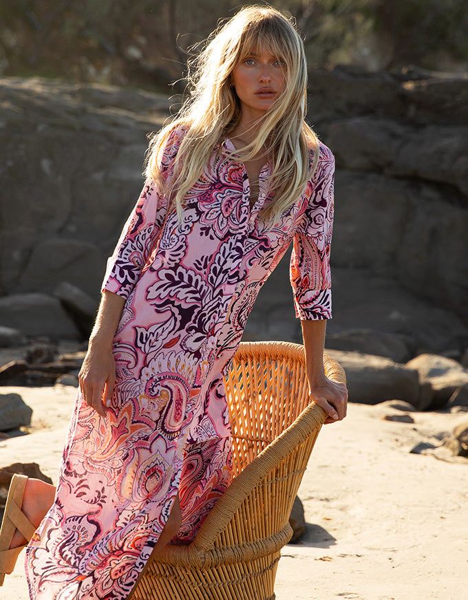 Long Daisy Dress Rosewater Paisley