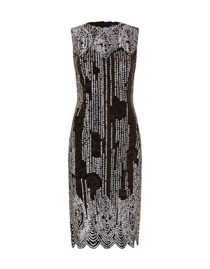 Royale Beaded Shift Dress in Black from Moss & Spy