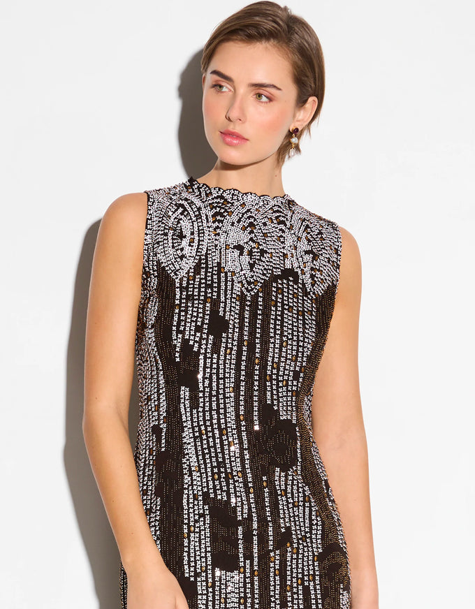 Royale Beaded Shift Dress in Black from Moss & Spy