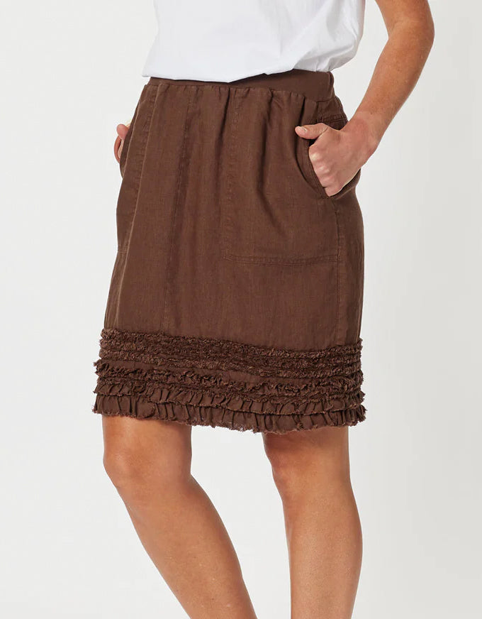 Ruffle Hem Linen Skirt Koko