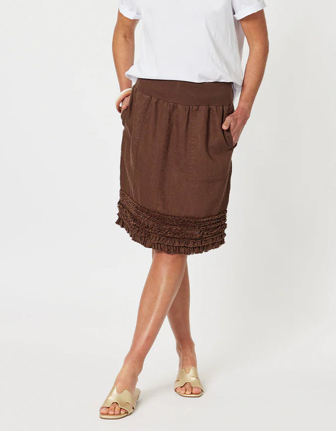 Ruffle Hem Linen Skirt Koko