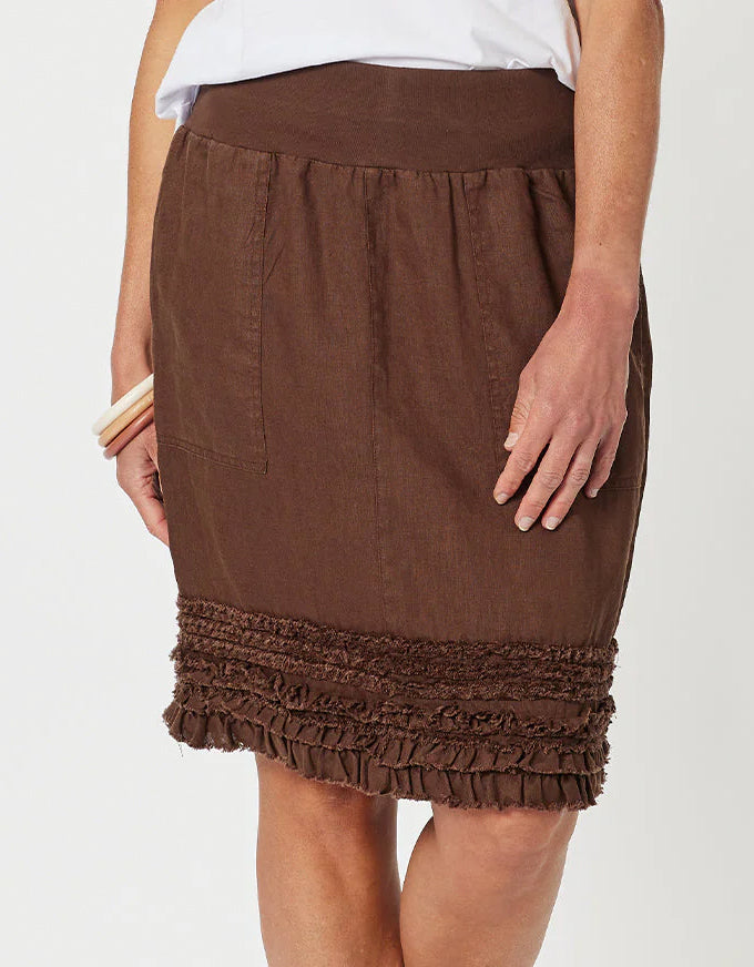 Ruffle Hem Linen Skirt Koko