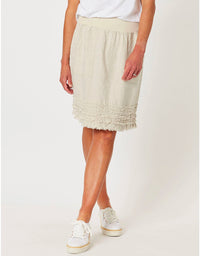 Ruffle Hem Linen Skirt Natural