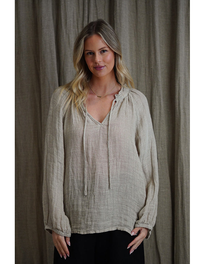 Sussana Stonewash Linen Top Natural
