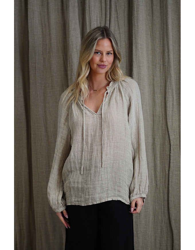 Sussana Stonewash Linen Top Natural
