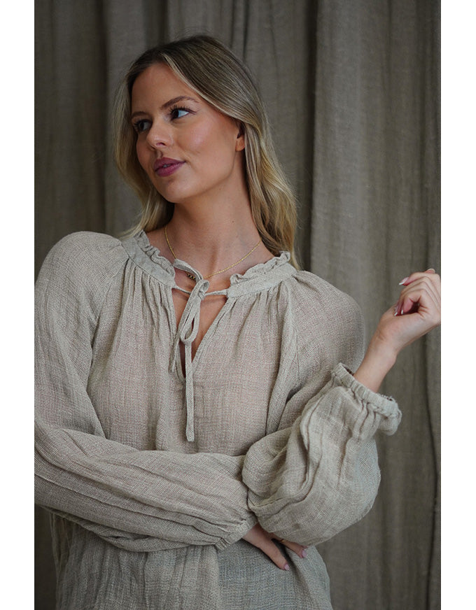 Sussana Stonewash Linen Top Natural