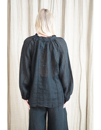 Sussana Stonewash Linen Top Black