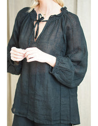 Sussana Stonewash Linen Top Black