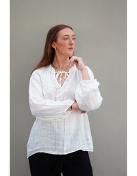 Sussana Stonewash Linen Top White