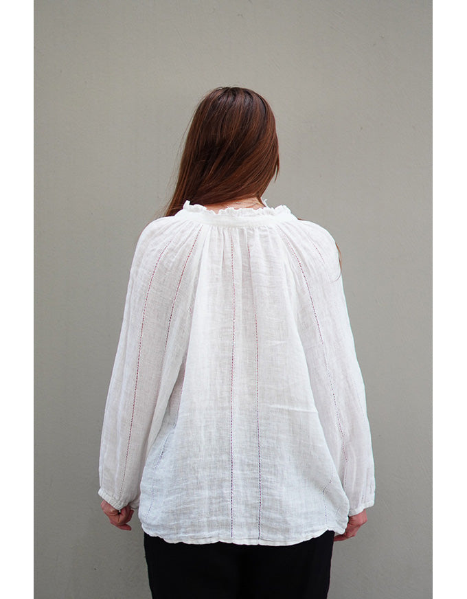 Sussana Stonewash Linen Top White