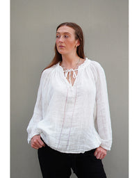 Sussana Stonewash Linen Top White