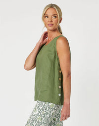 Sara Side Button Cami Khaki