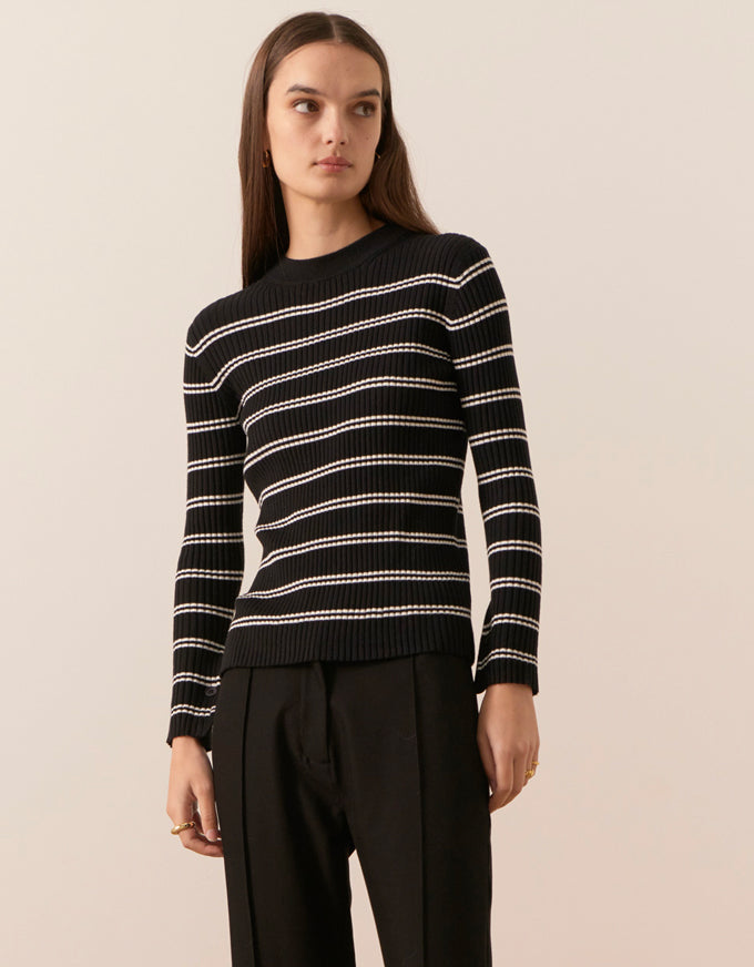 Scarlet Striped Knit Black/White