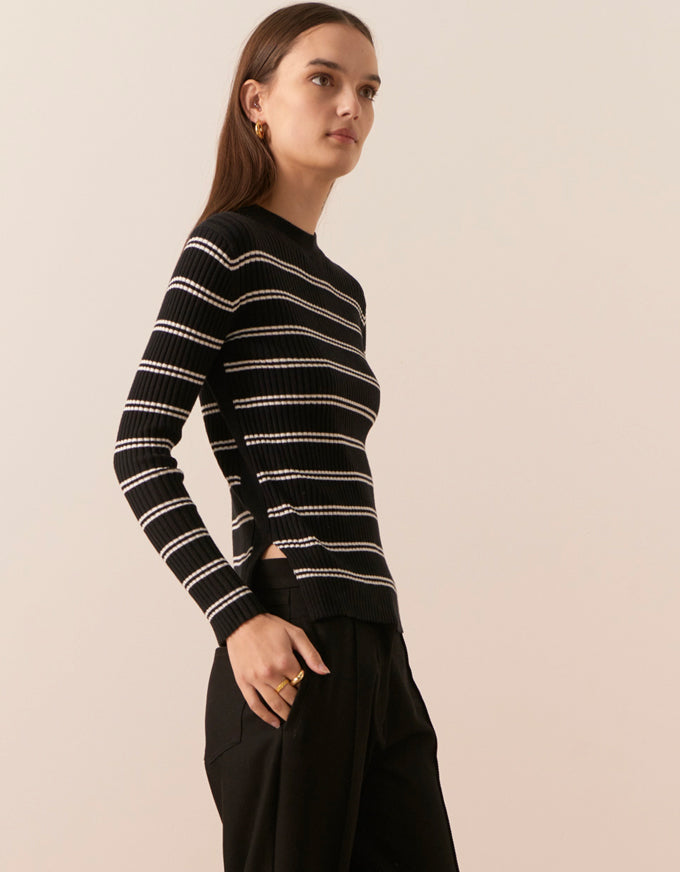 Scarlet Striped Knit Black/White