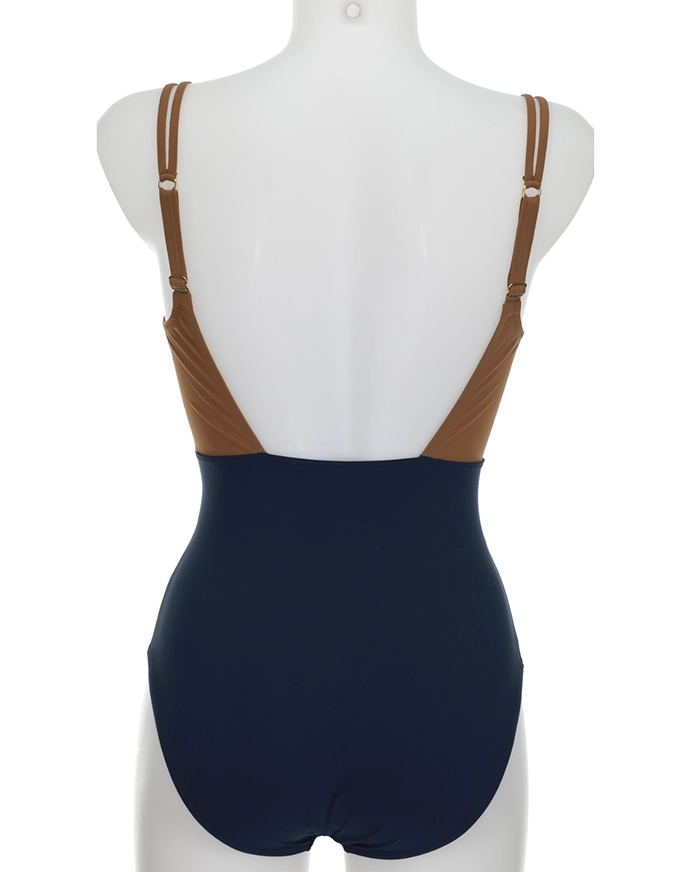 Navy & Tan One Piece