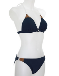 Navy White Triangle Bikini Set