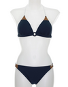 Navy White Triangle Bikini Set