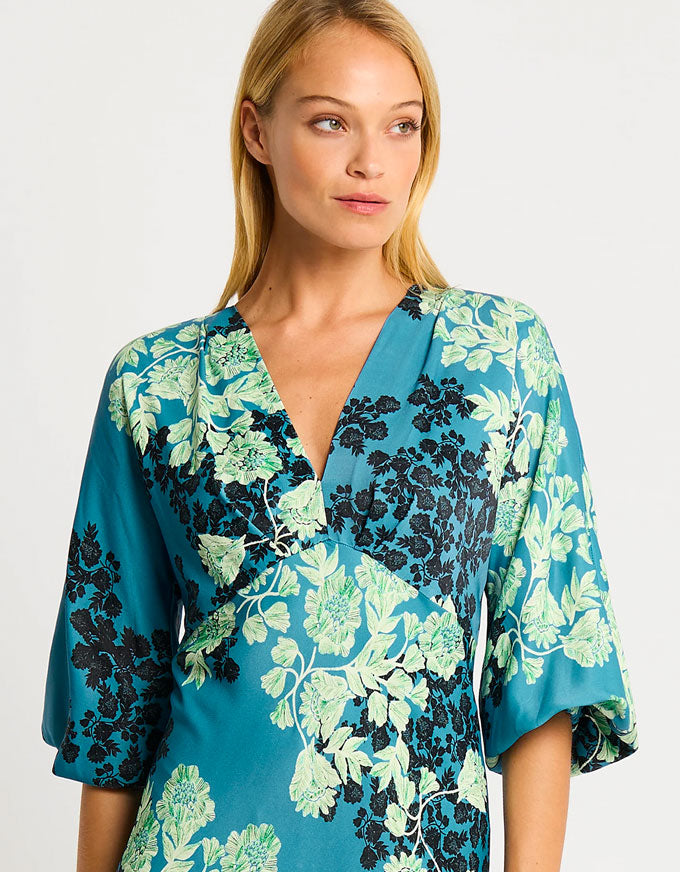 Serenity V Neck Dress Blue/Mint