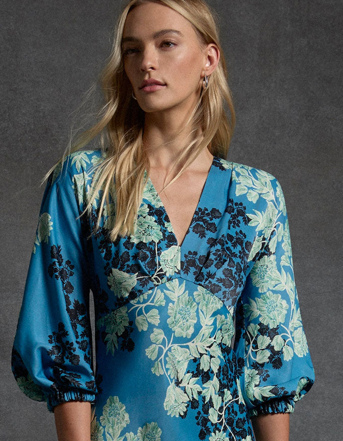 Serenity V Neck Dress Blue/Mint