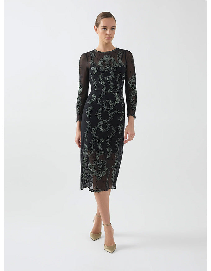 Simone Shift Dress Emerald Black
