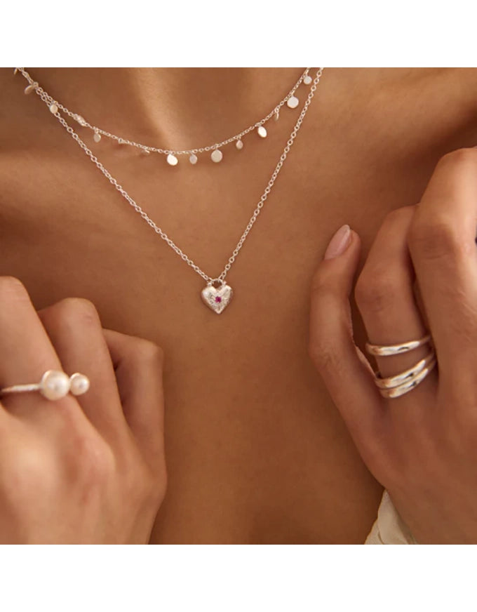 Love You Small Heart Necklace Silver