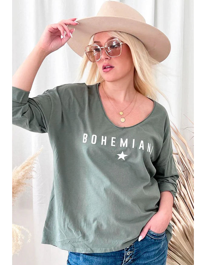 Star Long Sleeve Top Khaki