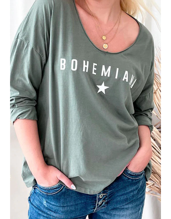 Star Long Sleeve Top Khaki