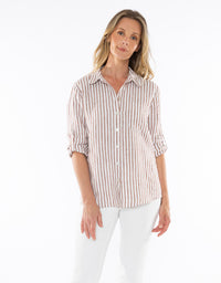 Stripe Linen Shirt Nutshell/White