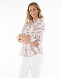 Stripe Linen Shirt Nutshell/White