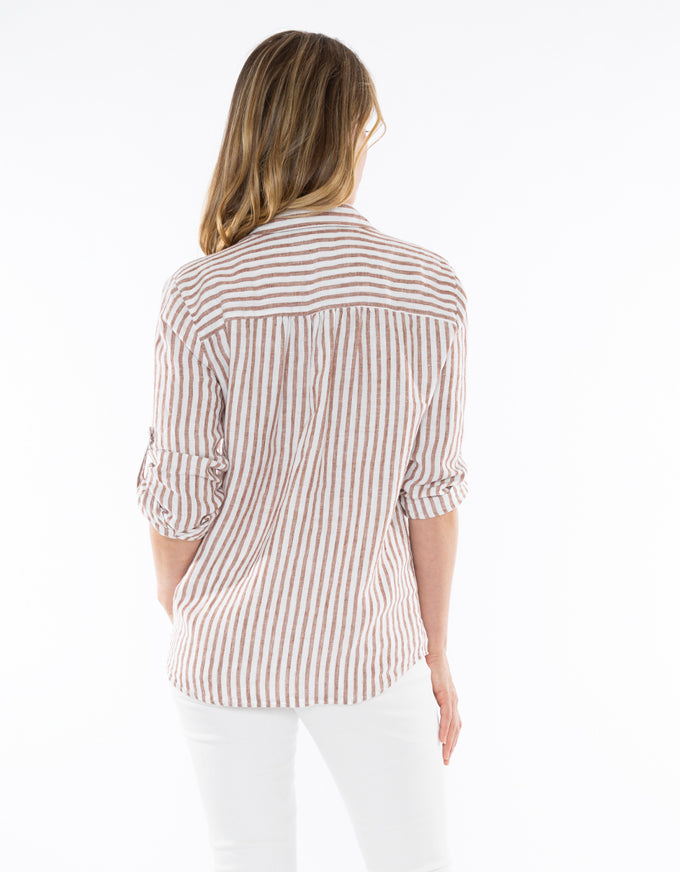 Stripe Linen Shirt Nutshell/White