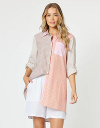 Summer Stripe Shirt Papaya