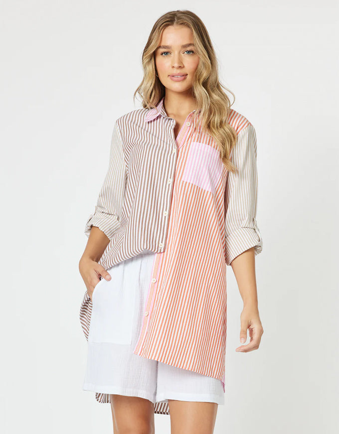 Summer Stripe Shirt Papaya