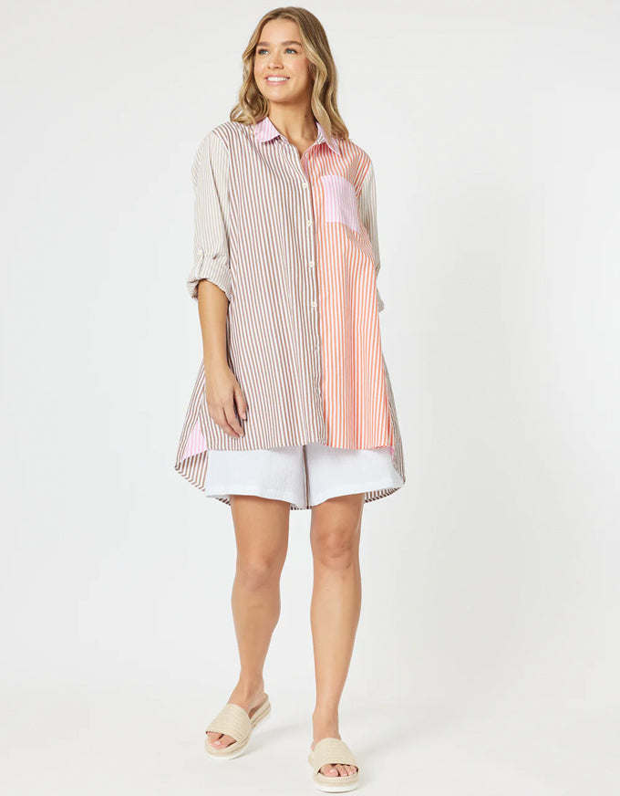 Summer Stripe Shirt Papaya