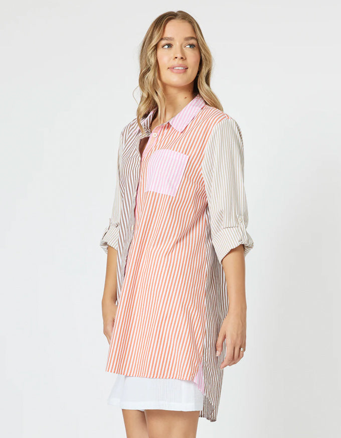 Summer Stripe Shirt Papaya