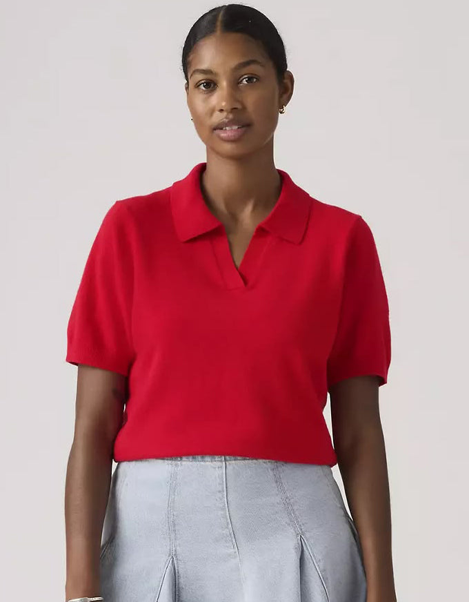 Super Soft Polo Sweater True Red