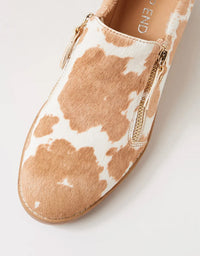 Ostel Latte Ivory Cow Pony Loafers