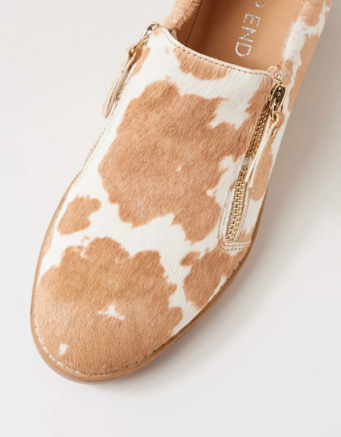 Ostel Latte Ivory Cow Pony Loafers